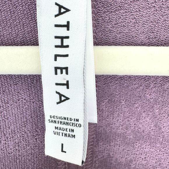 Athleta Womens Cocoon Wrap Top Size L Athleisure Jersey Active Violet Purple - Picture 3 of 8
